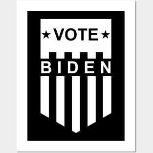 Vote Biden American Flag Shield - Black and White Posters and Art